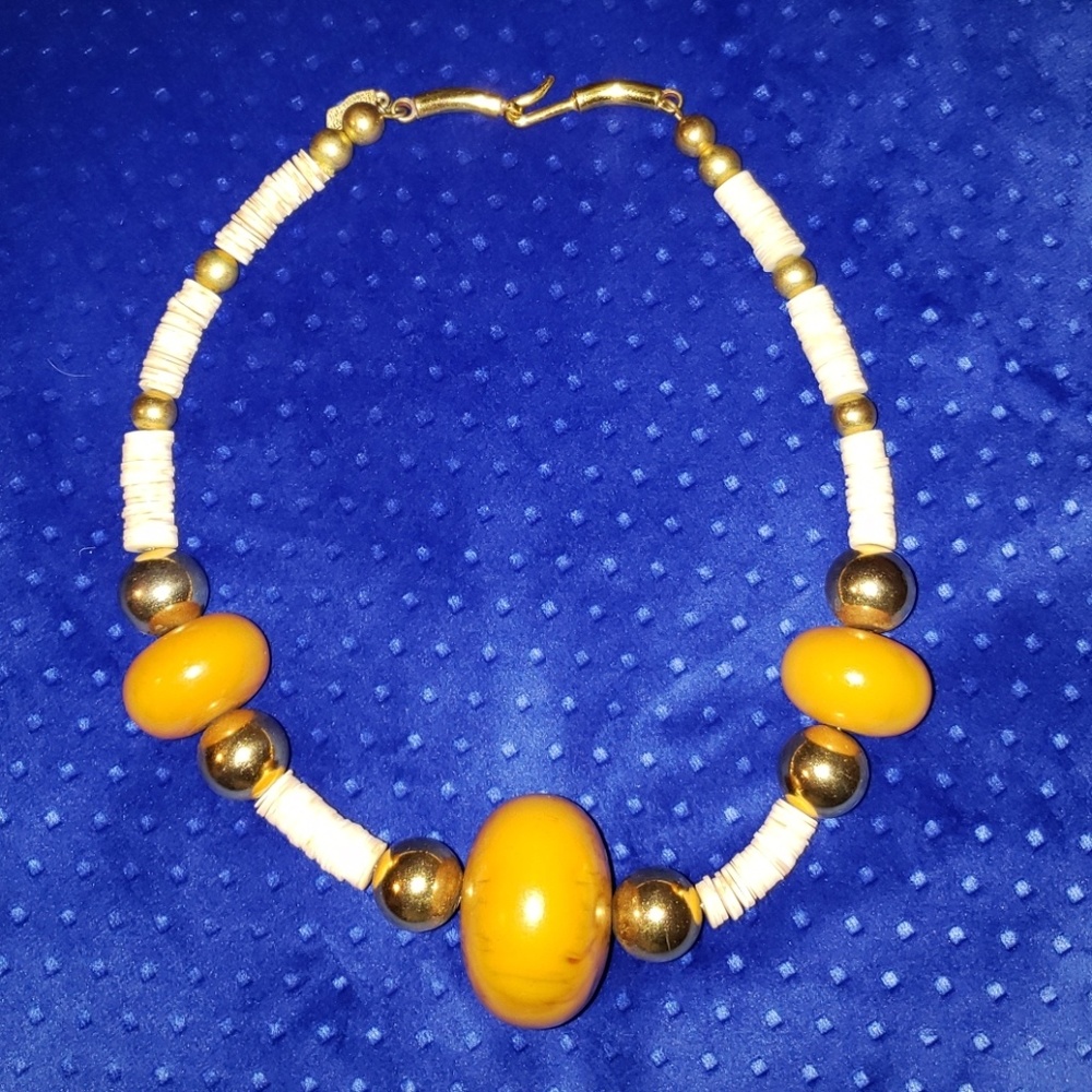 Vintage Judith Leiber shell and gold necklace